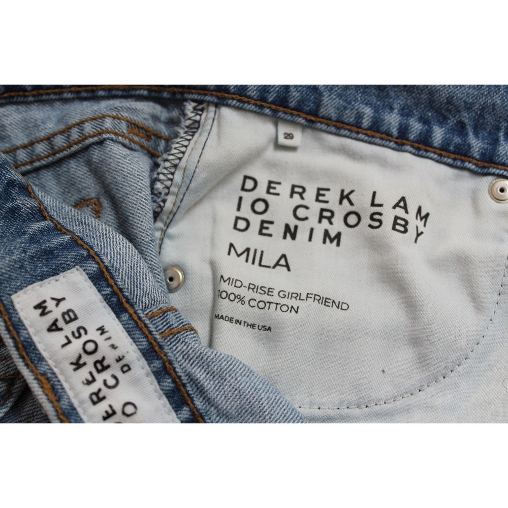 Derek Lam 10 Crosby Mila Mid-Rise Distressed Girlfriend Jeans Cropped Sz 29 - Picture 9 of 14